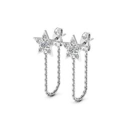 Moluxi&#8482; Sterling Silver Star Moissanite Dangle Earrings