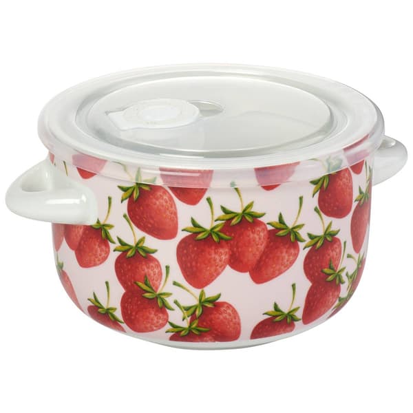 Home Essentials 25oz. Strawberries 2 Handle Bowl with Lid - image 