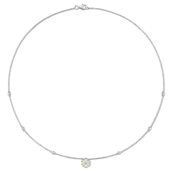 Sophia B 14kt. Gold 0.59ct. Diamonds Flower Pendant Necklace