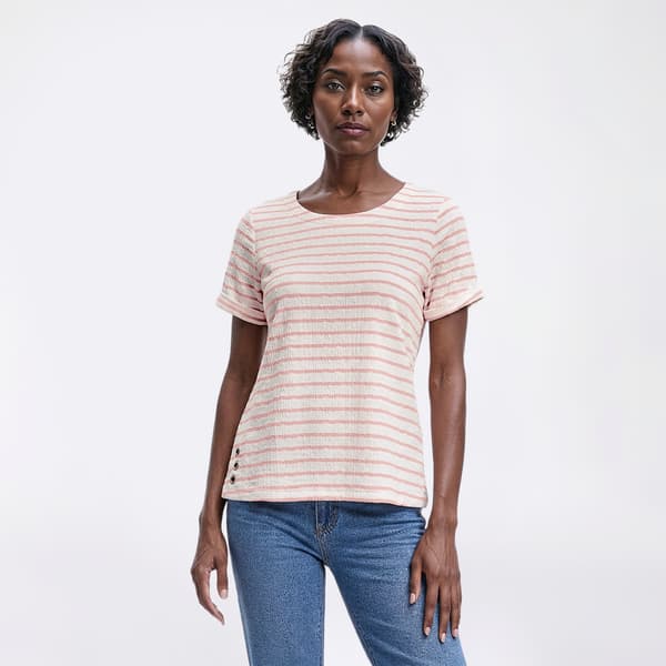 Womens Napa Valley Short Sleeve Stripe Jacquard Blouse
