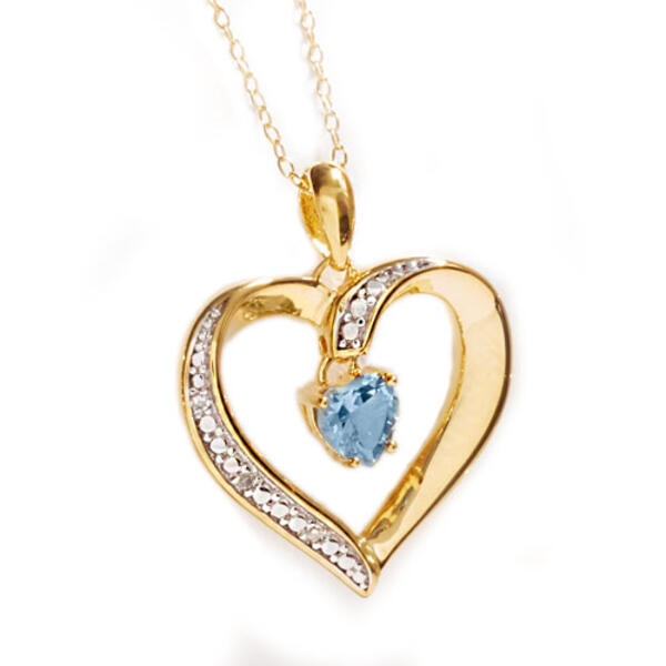 Gemstone Classics&#40;tm&#41; Gold Over Sterling Aqua Diamond Pendant - image 
