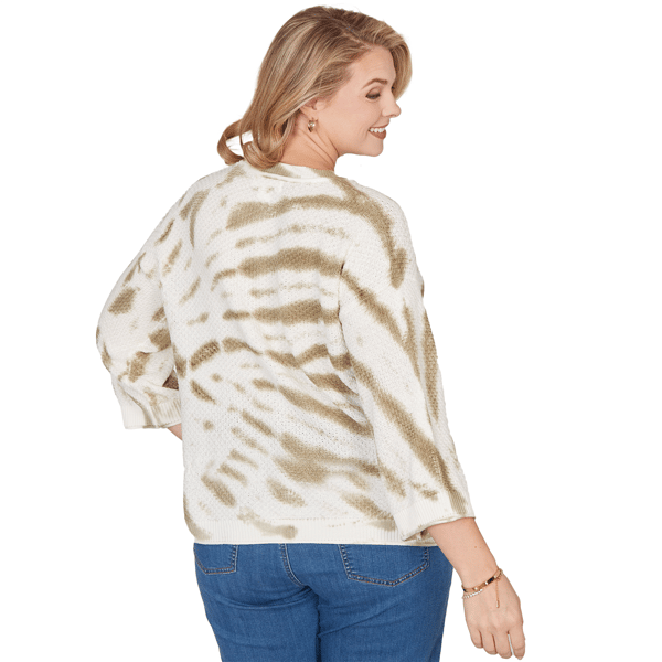 Plus Size Skye’s the Limit Fresh Start 3/4 Sleeve Tie Dye Sweater