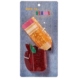 Womens Twig & Arrow 2pk. Pencil & Apple Hair Claw Clips