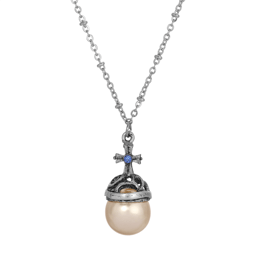 Symbols of Faith Silver-tone Globus Cruciger Cross Necklace