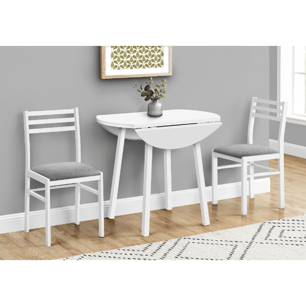 Monarch Specialties 3pc. 35in. Drop Leaf Dining Table Set - image 