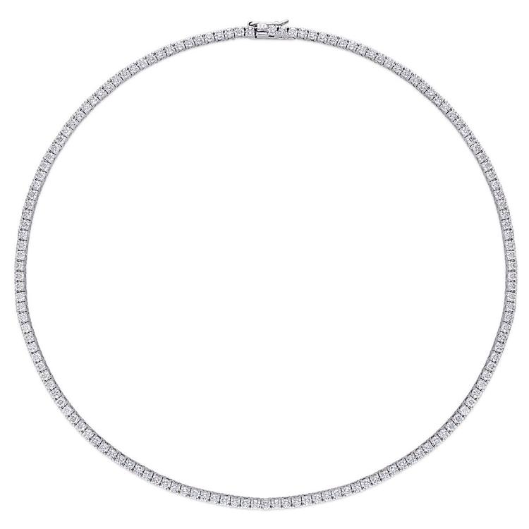 Sterling Silver 12 1/2ctw. Dew Moissanite Tennis Necklace