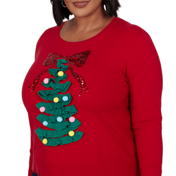 Plus Size Ruby Rd. Happy Holidays Textured Christmas Tree Sweater