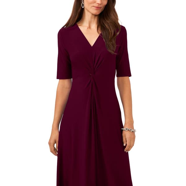 Womens MSK Elbow Sleeve V-Neck Twist Front Midi Dress