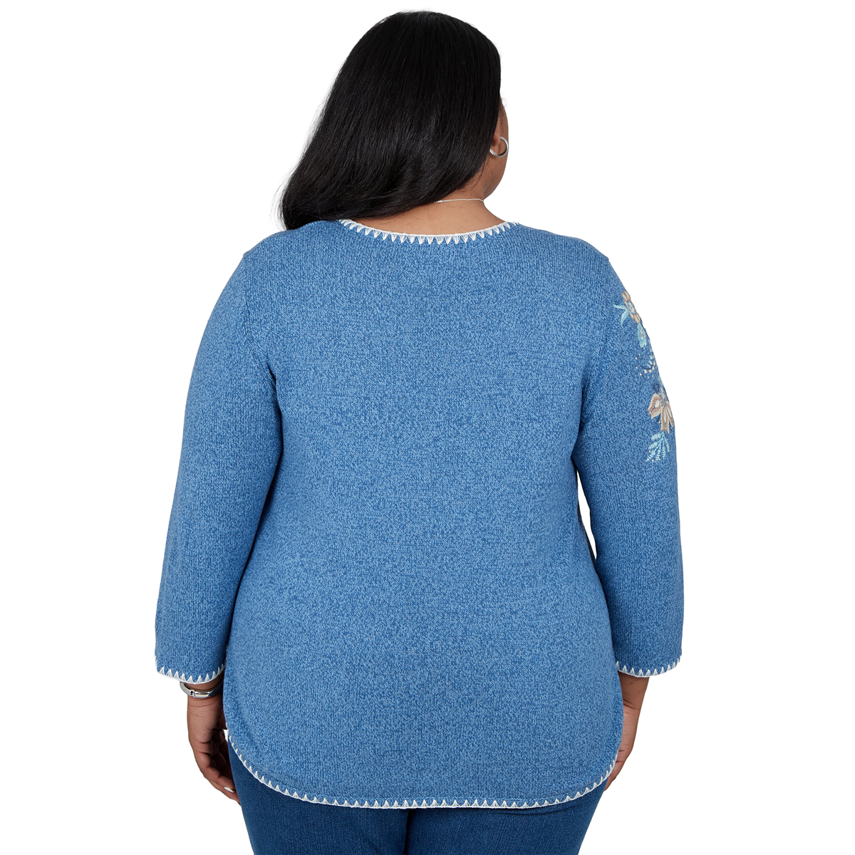 Plus Size Alfred Dunner Ann Arbor Floral Embroidered Sweater