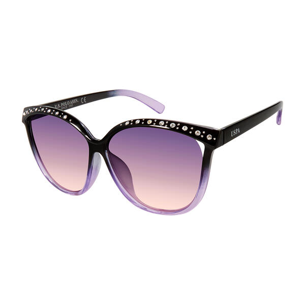 Womens U.S. Polo Assn.(R) Round Plastic Vent Rhinestone Sunglasses - image 