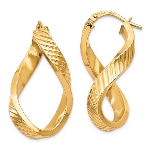 Gold Classics(tm) 14kt. Twisted Textured Oval Hoop Earrings - image 