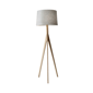 HomeRoots 59 Natural Solid Wood Tripod Floor Lamp With Grey Fab - image 1