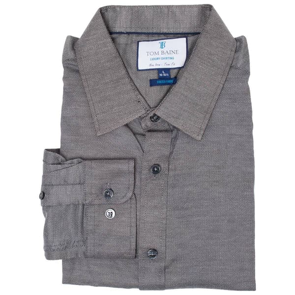 Mens Tom Baine Slim Fit Textured Herringbone Dress Shirt - image 