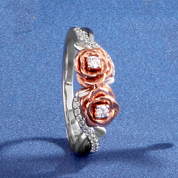 Enchanted by Disney 1/6ct Diamond Pink Plated Silver Belle Ring - image 