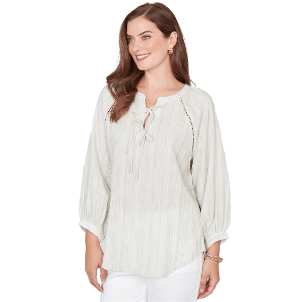 Petite Ruby Rd. Renaissance Romance Crinkle Stripe Blouse