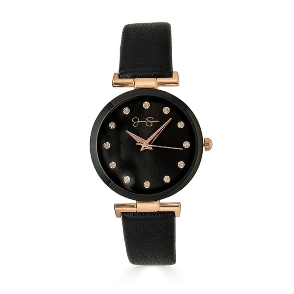 Womens Jessica Simpson Rose/Black Metal Bezel Watch-JS0020RG - image 