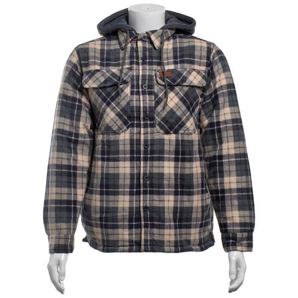 Mens Mountain Ridge Plaid Polar Fleece Jacket - Navy/Grey