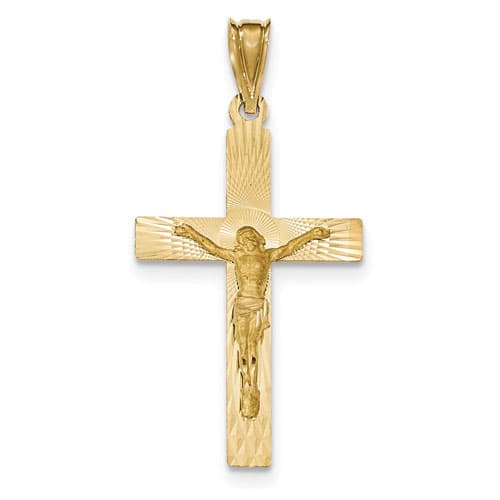 Unisex Gold Classics&#40;tm&#41; 14kt. Gold Polished Satin Crucifix - image 