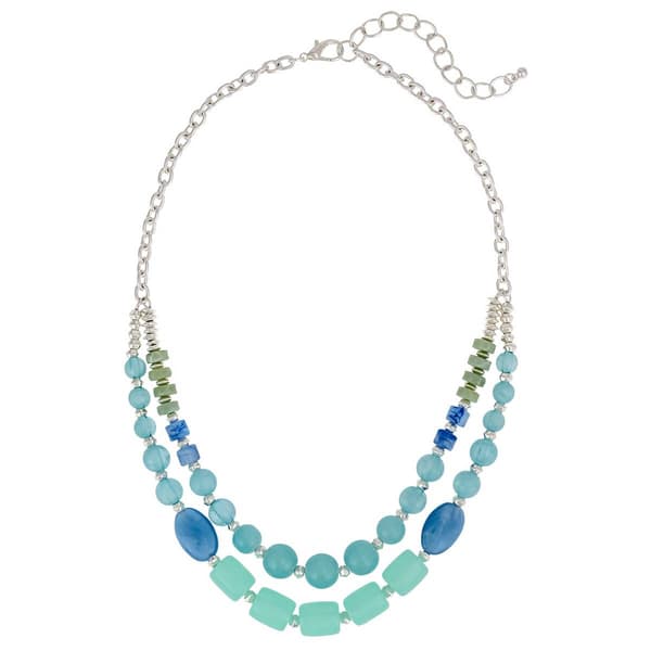 Ashley Cooper(tm) Short 2 Row Blue Beaded Necklace w/ Chain Back - image 
