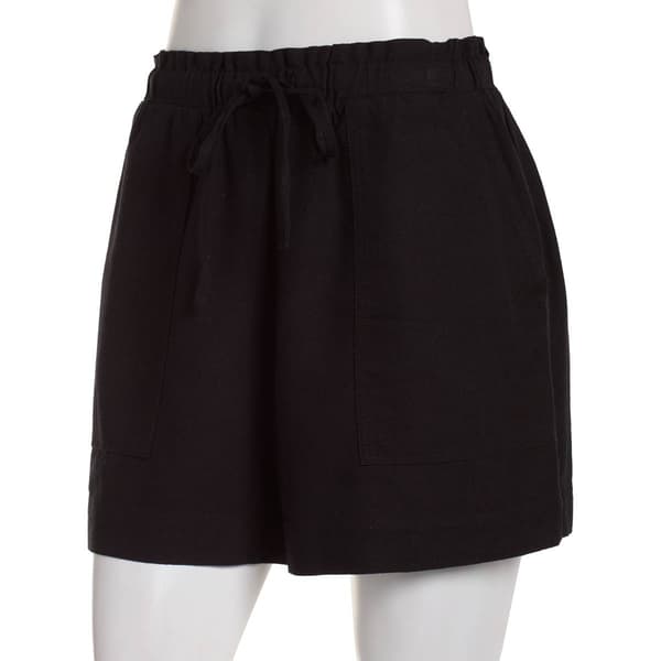 Womens Nicole Miller Solid Drawcord Linen Shorts