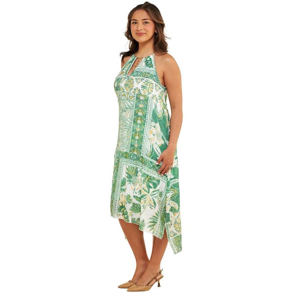 Womens Mlle Gabrielle Sleeveless Patchwork Uneven Hem Shift Dress