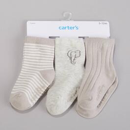 Baby Unisex &#40;NB-12M&#41; Carters&#40;R&#41; 3pk. Elephant & Solid Socks