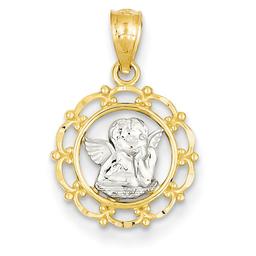 Gold Classics(tm) Yellow Gold Framed Cherub Pendant