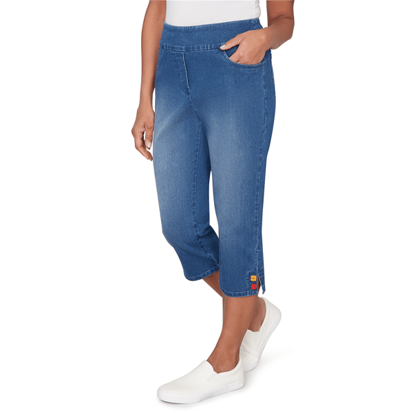 Petite Alfred Dunner Port Side Super Stretch Denim Capris
