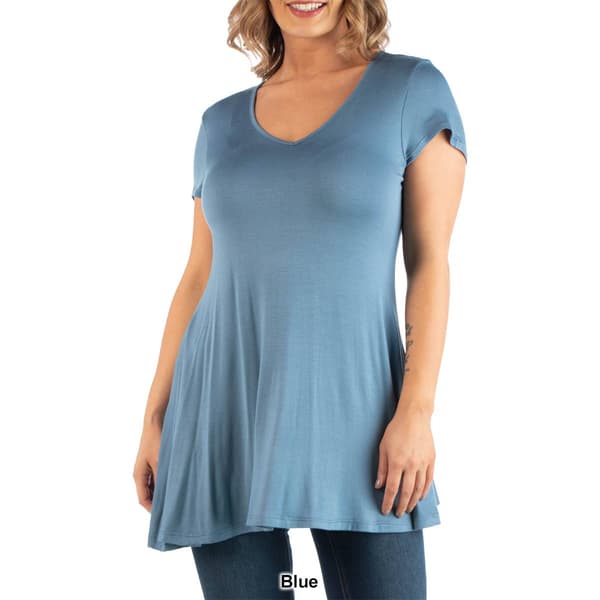 Plus Size 24/7 Comfort Apparel Short Sleeve V-neck Tunic