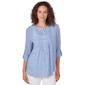 Womens Ruby Rd. Americana Chic Gingham Silky Henley Blouse - image 1