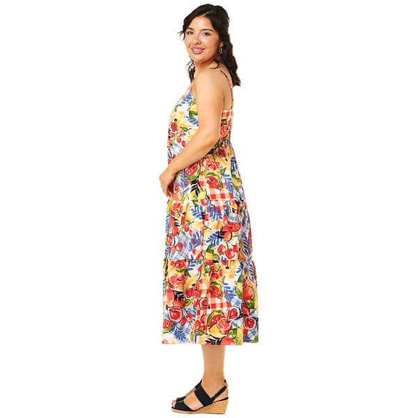 Womens Emma & Michele Sleeveless Fruit Poplin Tier Sundress