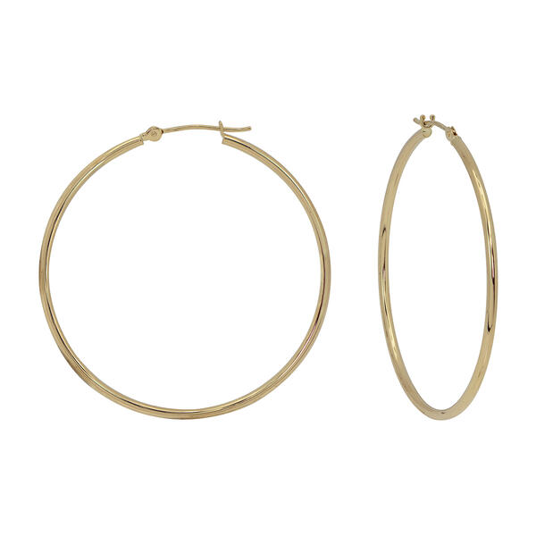 Candela 14kt. Yellow Gold 2in. Single Row Polished Hoop Earrings - image 