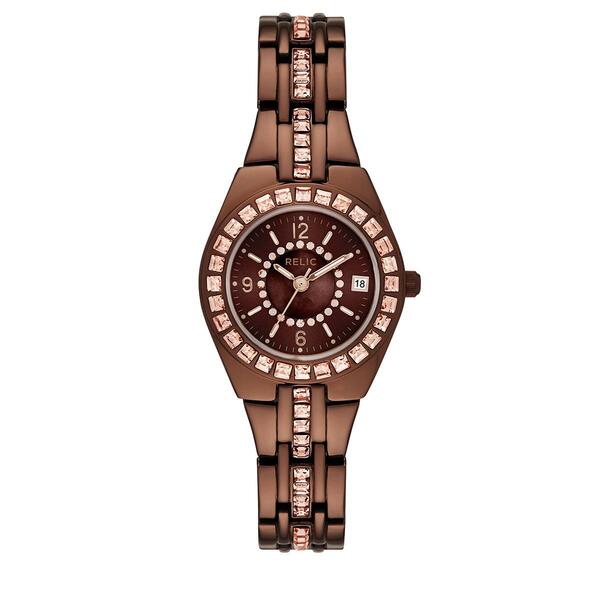 Womens RELIC by Fossil Queens Court Brown IP Watch - ZR12195 - image 