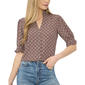 Womens Cece 3/4 Ruffle Sleeve Split Tie Neck Geo Blouse - image 1