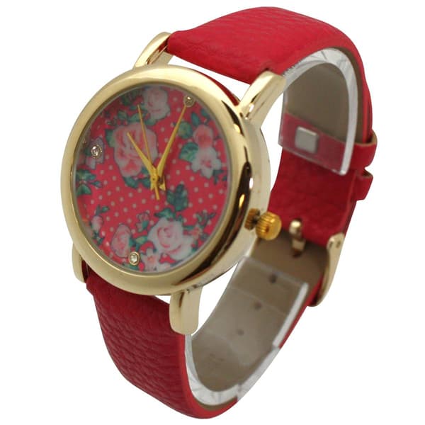 Womens Olivia Pratt&#8482; Solid Colors w/ Flower Details Watch -514265