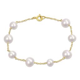 Gemstone Classics(tm) White Freshwater Pearl Yellow Silver Bracelet