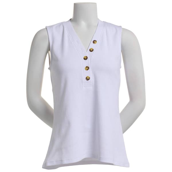 Plus Size Architect&#174; 2x2 Solid Ribbed Henley Tank Top