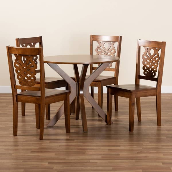 Baxton Studio Liese Walnut Brown Finished Wood 5pc. Dining Set