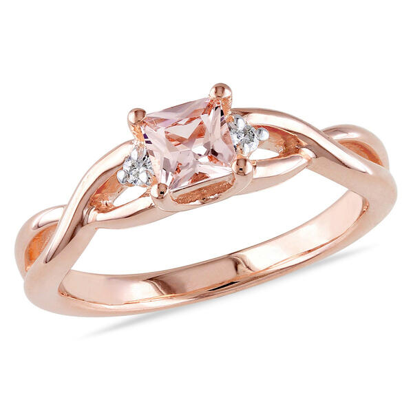 Gemstone Classics&#40;tm&#41; Silver Diamond & Morganite Ring - image 