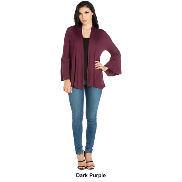 Womens 24/7 Comfort Apparel Bell Sleeve Blared Cardigan