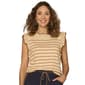 Womens Democracy Crochet Ruffle Sleeve Stripe Sweater - image 1