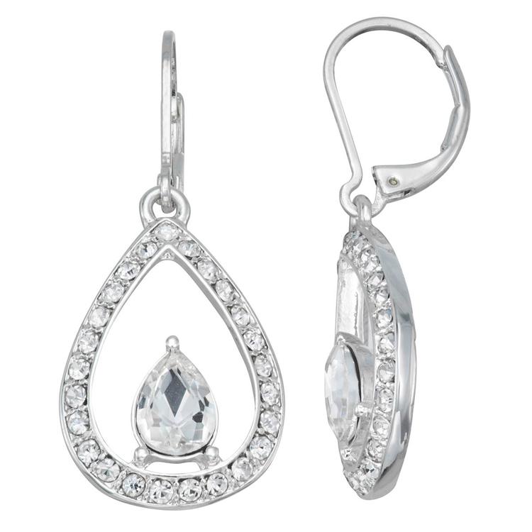 You''re Invited Silver-Tone Crystal Single Drop Earrings