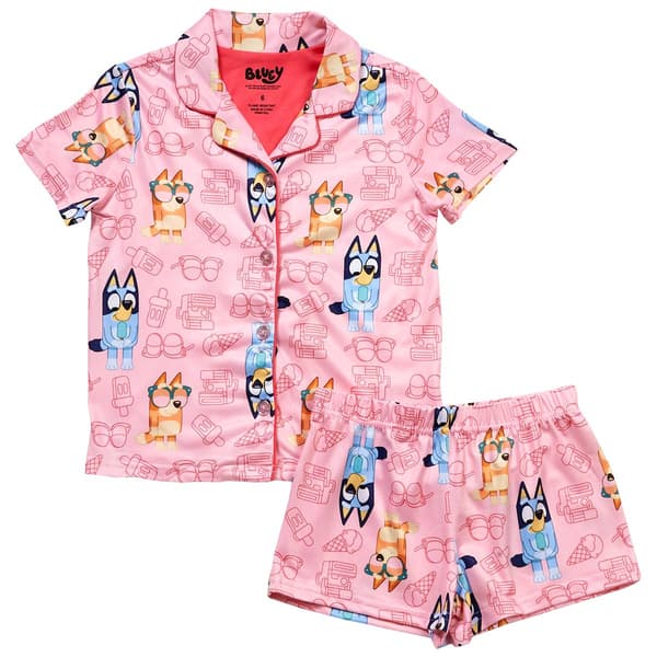 Girls Bluey Summer Time Short Sleeve Pajama Set