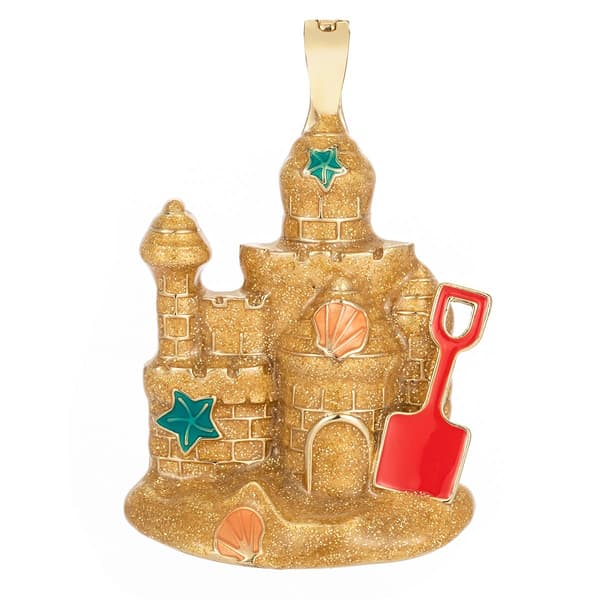 Wearable Art Gold-Tone Sandcastle with Shovel Enhancer Pendant - image 