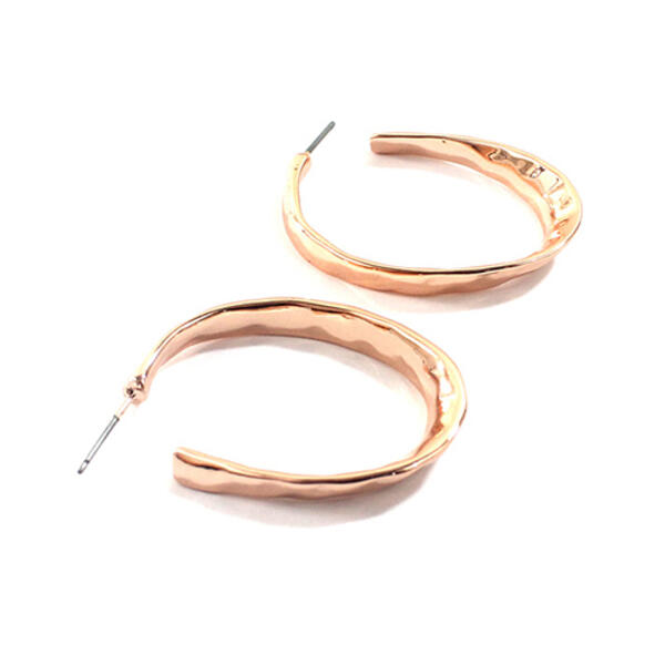 Adrienne Vittadini Rose Gold Hammered Hoop Earrings - image 