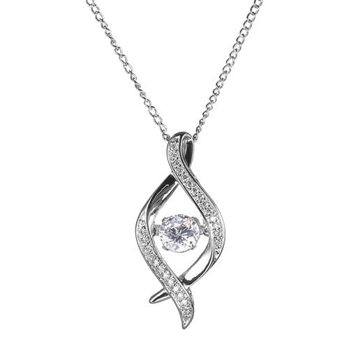 Splendere Sterling Silver CZ X Pendant Necklace