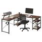 Techni Mobili L-Shape Industrial Desk w/ Storage Shelves - image 3