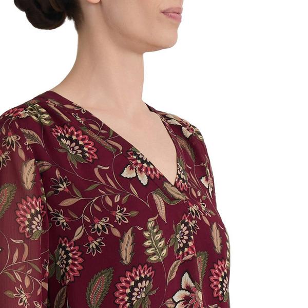 Womens Jones New York Long Flounce Sleeve Floral Blouse