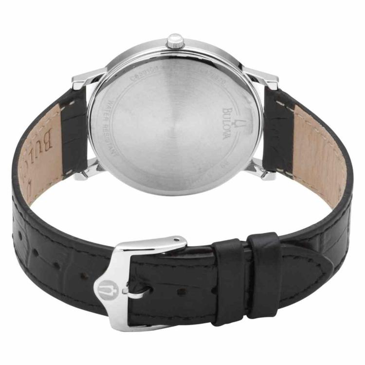 Mens Bulova Black Strap & Stainless Steel Watch - 96B104