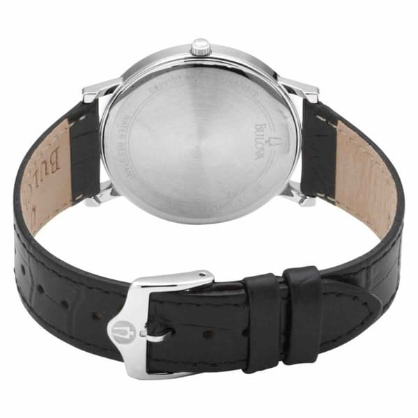 Mens Bulova Black Strap & Stainless Steel Watch - 96B104